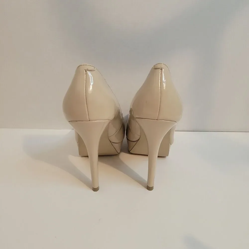Guess Nude Patent Platform Pumps Heels Women’s Size 8M Stiletto Shoes